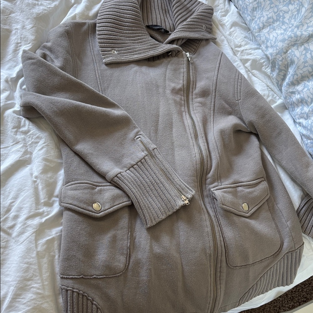 Ilse Jacobsen Taupe Knit Bomber Jacket